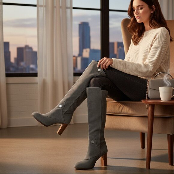 Marc Jacobs Boots Grey Suede Y2K Vintage sz 38.5 - Picture 9 of 12